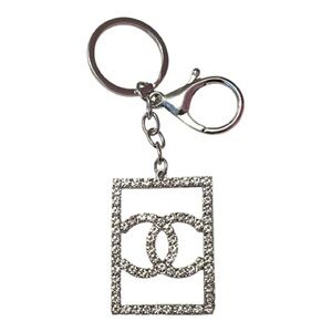 💎2/$30💎 Fashion Designer Inspired Silver Crystal Interlocking CC Logo Keychain